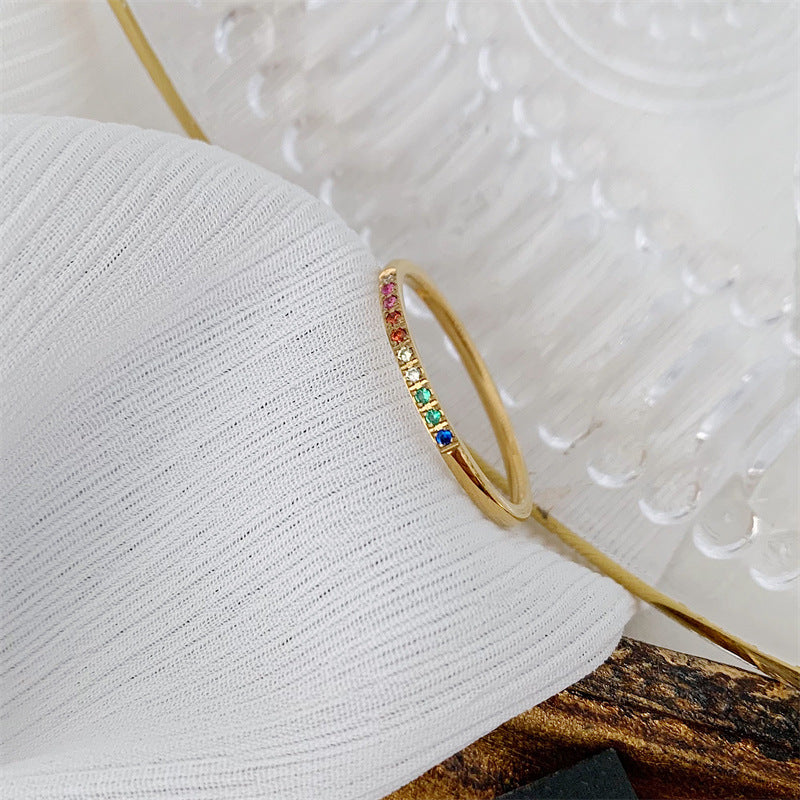 Wholesale 18K Gold Plated Stainless Steel Stacking Diamond Rings